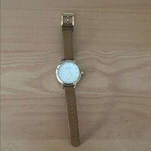 Tory Burch Brown Leather Strap Watch with Gold Accents
